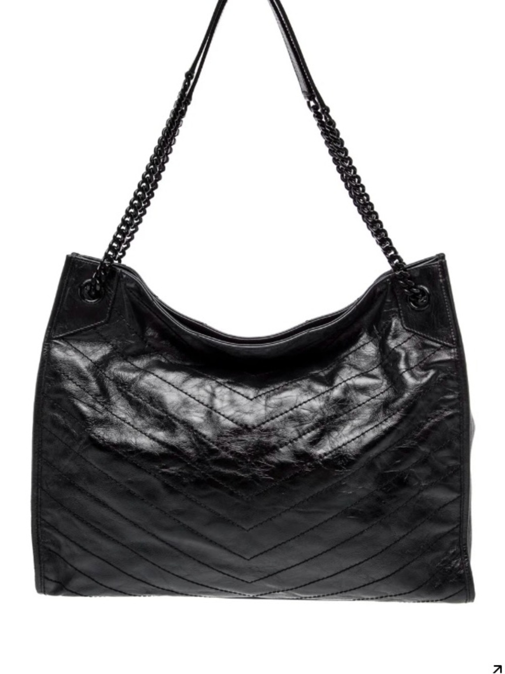 Saint Laurent YSL Niki Shopping Bag Black Vintage Calfskin with Silver Hardware - Picture 4 of 9